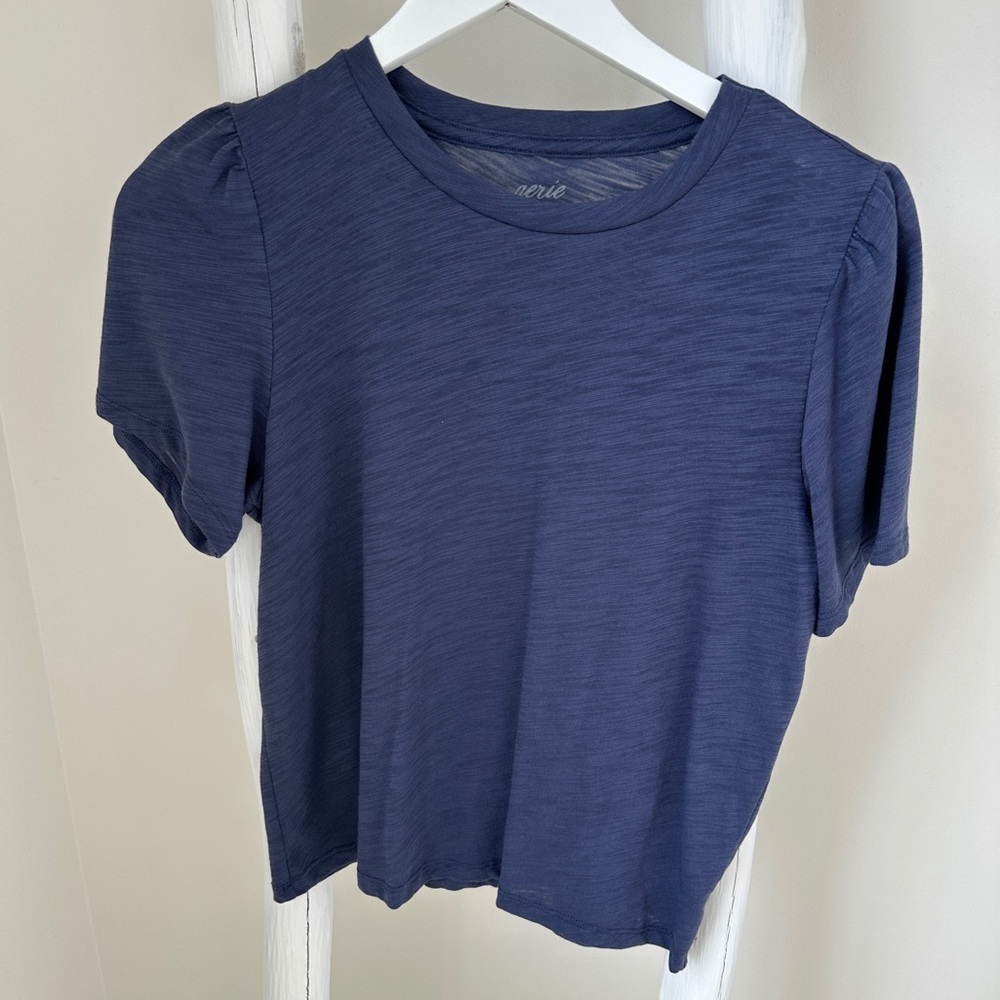 Aerie Navy Soft Puff Sleeve Short Sleeve Tee Size Large